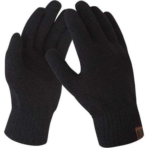 🆕 Women Black Stretch Thermal Magic Gloves Warm Winter Knitted Fleece Texting - Picture 1 of 6